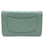 Chanel Shoulder Bag CC Logo Classic Caviar Leather Blue Gray — view 2