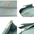 Chanel Shoulder Bag CC Logo Classic Caviar Leather Blue Gray — view 8