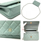 Chanel Shoulder Bag CC Logo Classic Caviar Leather Blue Gray — view 7