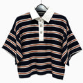 Chanel Polo Shirt Border Lion Button Cotton Black