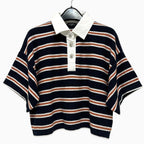 Chanel Polo Shirt Border Lion Button Cotton Black