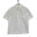 Hermes Button Down Short Sleeve Shirt Linen Blend White
