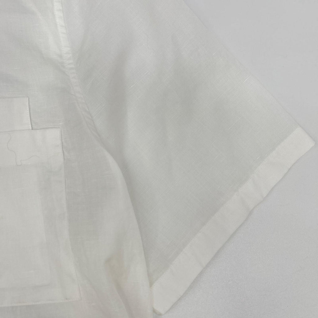 Hermes Button Down Short Sleeve Shirt Linen Blend White — view 8