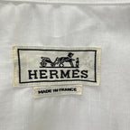 Hermes Button Down Short Sleeve Shirt Linen Blend White — view 4