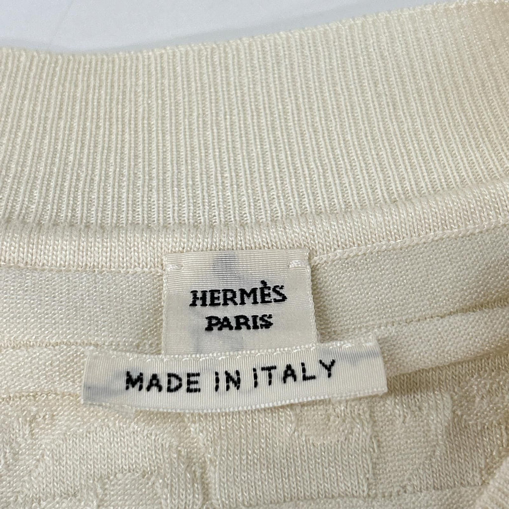 Hermes Off White Silk Blend Cardigan 42 — view 4