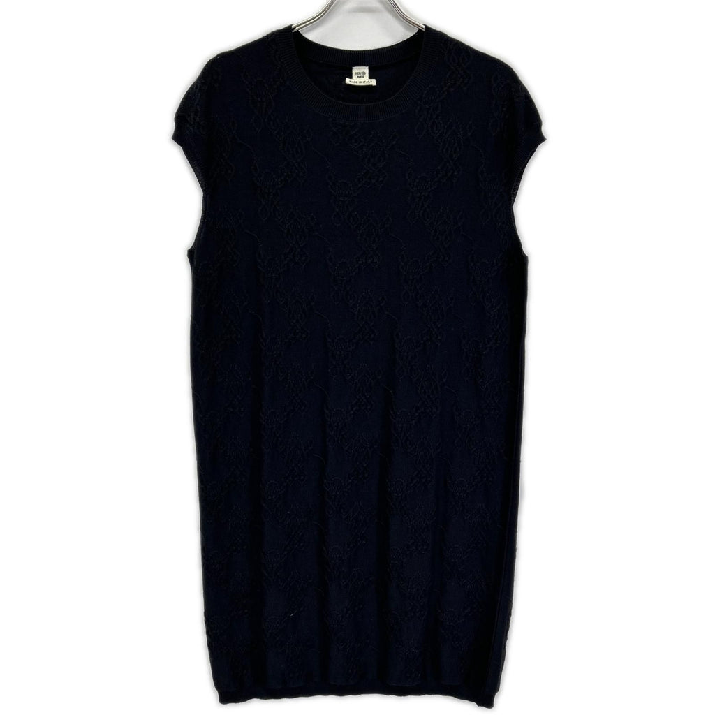 Hermes Black Cashmere Silk Sleeveless Knit Dress 42