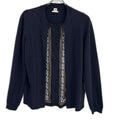 Hermes Navy Silk Contrast Layered Cardigan Solded 42
