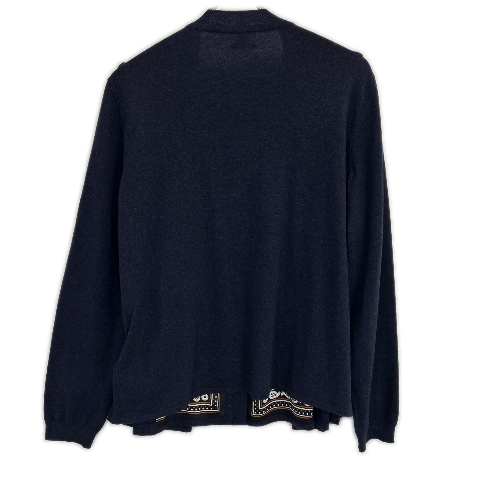 Hermes Navy Silk Contrast Layered Cardigan Solded 42 — view 2
