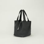 Hermes Picotin Lock MM 22 Tote Taurillon Clemence Noir Black Silver Handbag — view 2