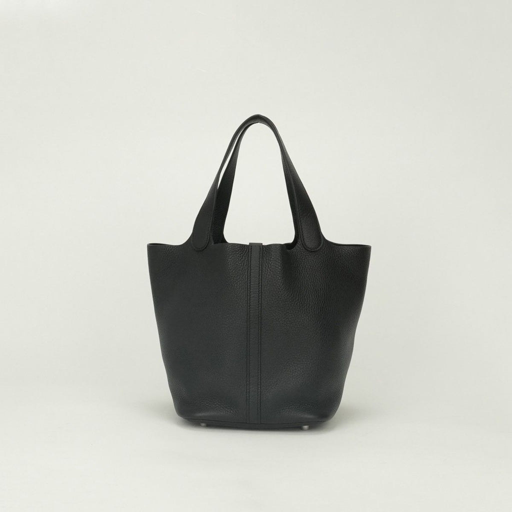 Hermes Picotin Lock MM 22 Tote Taurillon Clemence Noir Black Silver Handbag — view 3