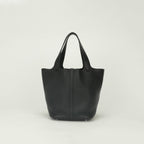 Hermes Picotin Lock MM 22 Tote Taurillon Clemence Noir Black Silver Handbag — view 3