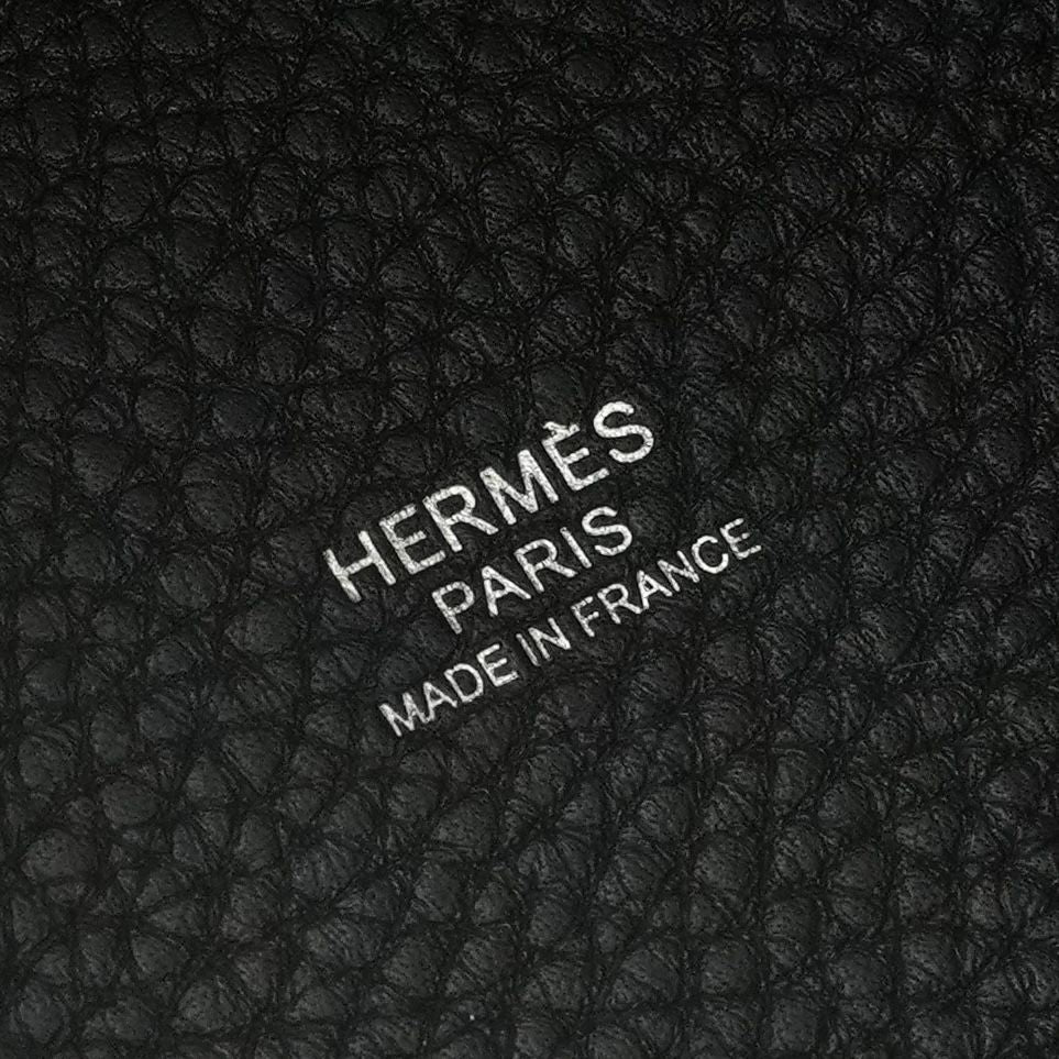 Hermes Picotin Lock MM 22 Tote Taurillon Clemence Noir Black Silver Handbag — view 7