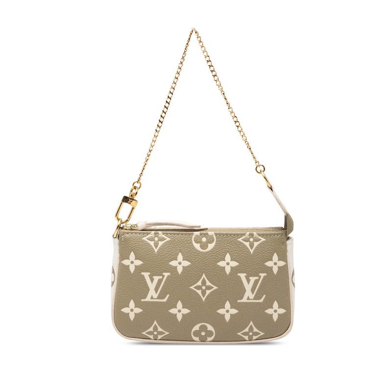 Louis Vuitton Monogram Empreinte Mini Pochette Soir Chain Handbag Pouch Khaki