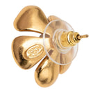 Chanel CC Logo Flower Motif Stud Earrings Gold Plated Faux Pearl — view 3