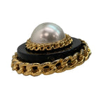 Chanel Vintage Chain Earrings Gold Black Plated Faux Pearl — view 4