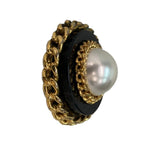 Chanel Vintage Chain Earrings Gold Black Plated Faux Pearl — view 3