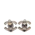 Chanel CC Logo Earrings White Metal — view 2