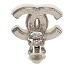 Chanel CC Logo Earrings White Metal — view 3