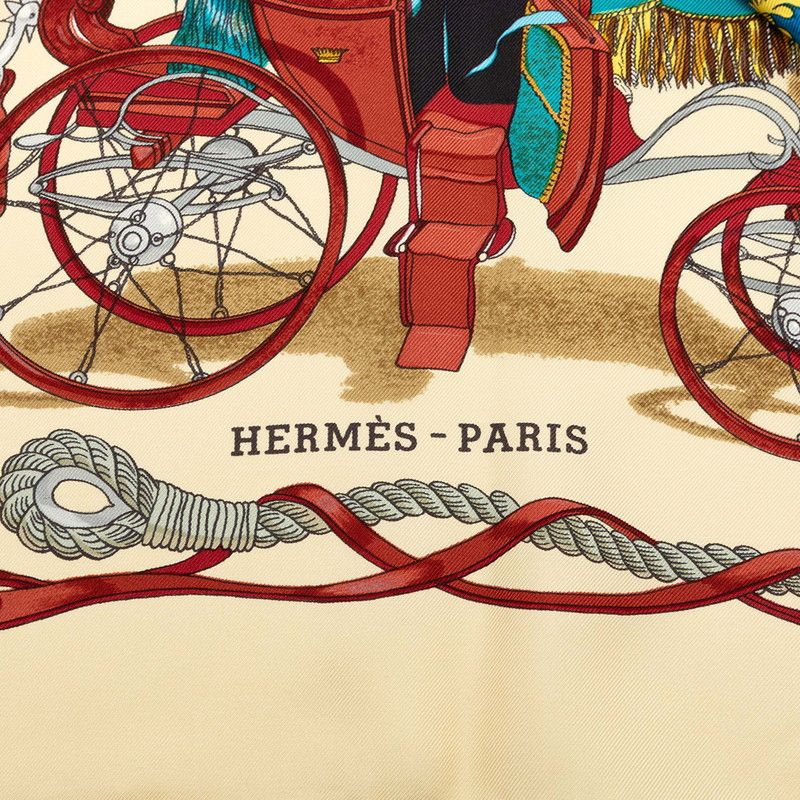 Hermes Carre 90 Musee Museum Scarf Beige Silk — view 3