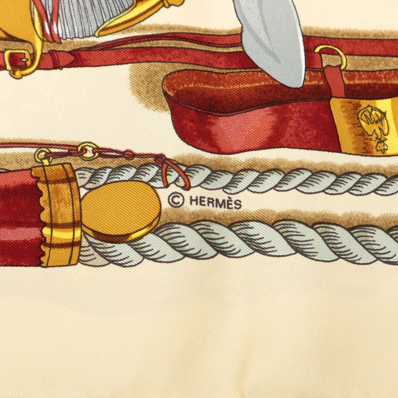 Hermes Carre 90 Musee Museum Scarf Beige Silk — view 5
