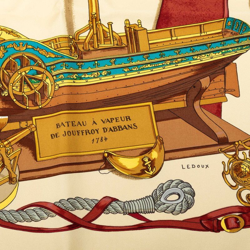 Hermes Carre 90 Musee Museum Scarf Beige Silk — view 4