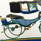 Hermes Carre 90 Folding Horse Carriage Scarf Blue White Silk — view 3
