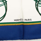Hermes Carre 90 Folding Horse Carriage Scarf Blue White Silk — view 5
