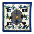 Hermes Carre 90 Folding Horse Carriage Scarf Blue White Silk