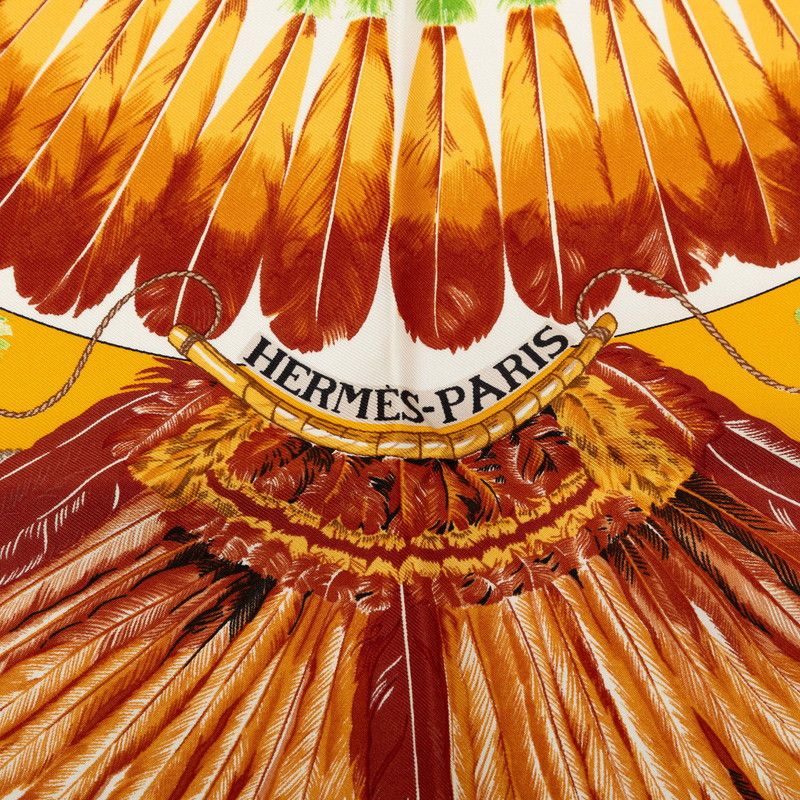 Hermes Carre 90 Brazil Scarf Yellow White Silk — view 4