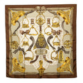 Hermes Carre 90 Etriers Armor Scarf Brown Silk