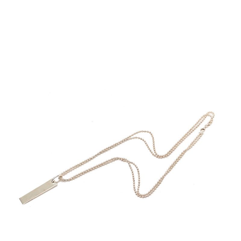 Gucci Double Ball Chain Logo Plate Pendant Silver — view 3