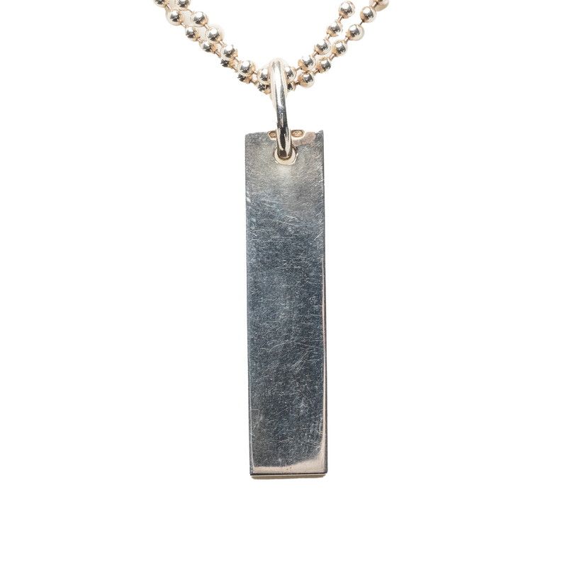 Gucci Double Ball Chain Logo Plate Pendant Silver — view 2