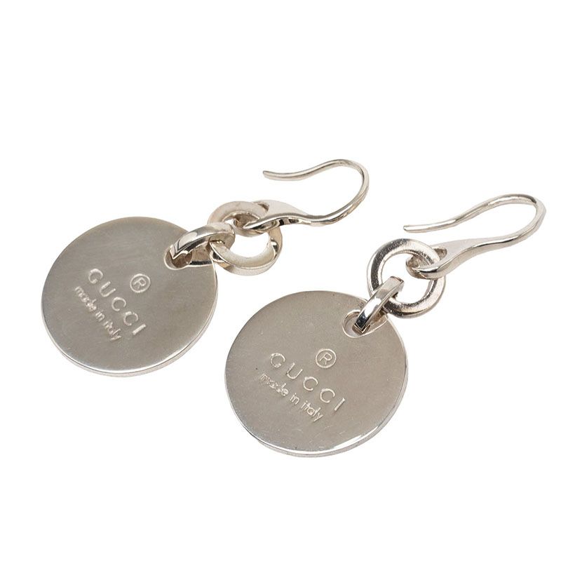 Gucci Circle Plate Hook Earrings Silver — view 2