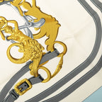 Hermes Carre 90 Brides de Gala Ceremonial Bridle Scarf Light Blue White Silk — view 5