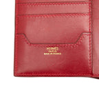 Hermes Jura Compact Trifold Wallet Red Box Calf — view 6