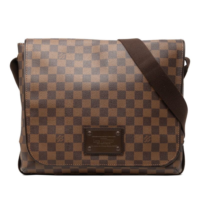 Louis Vuitton Damier Ebene Brooklyn GM Crossbody Shoulder Bag Brown Leather
