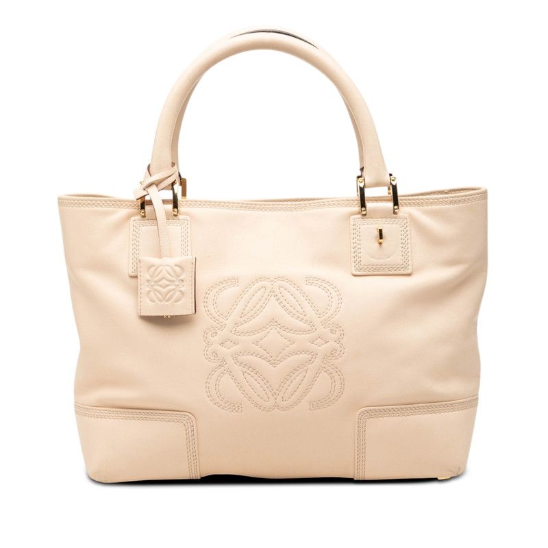 Loewe Anagram Justa Tote Beige Leather
