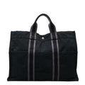 Hermes Fourre Tout MM Tote Black Gray Canvas