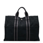 Hermes Fourre Tout MM Tote Black Gray Canvas