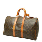 Louis Vuitton Monogram Keepall 45 Boston Bag Brown Leather — view 2