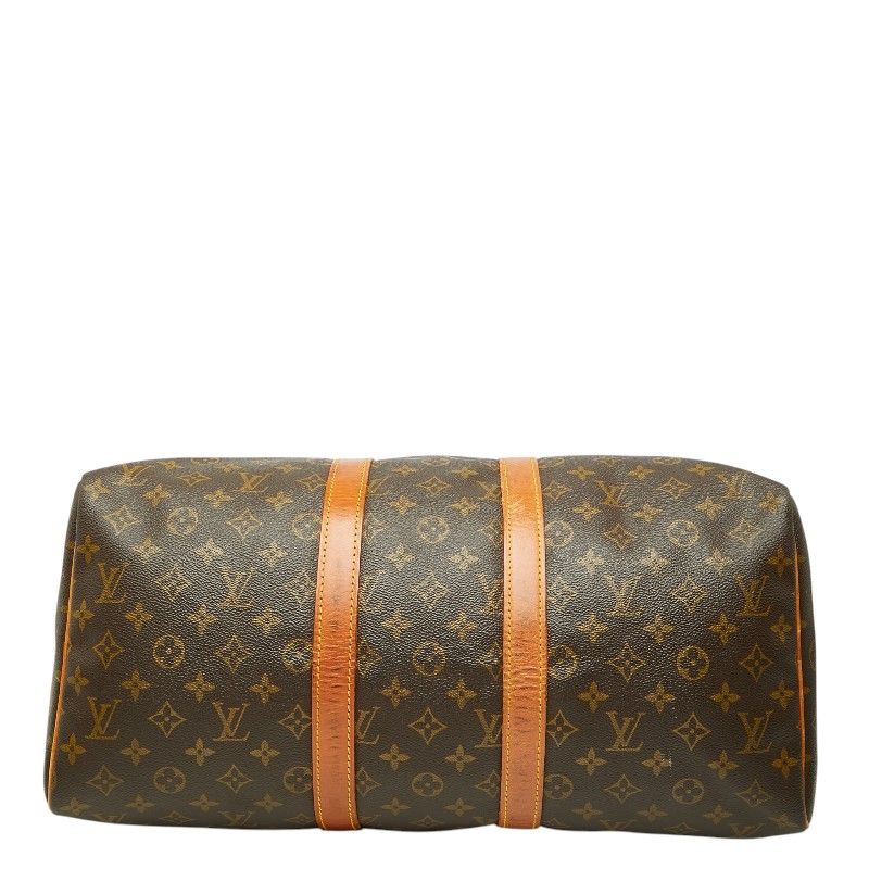 Louis Vuitton Monogram Keepall 45 Boston Bag Brown Leather — view 3