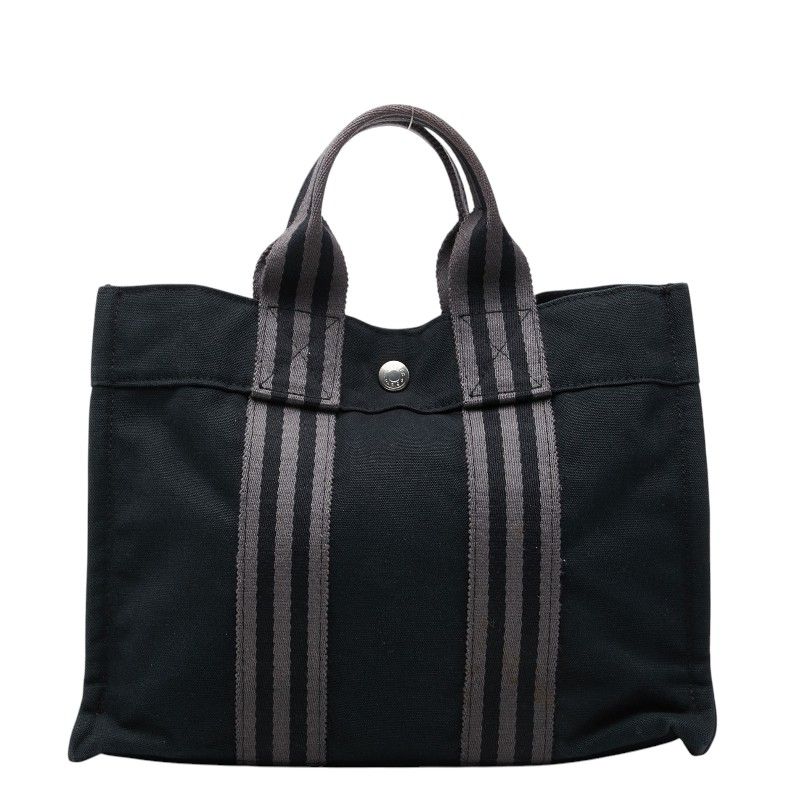 Hermes Fourre Tout PM Tote Black Gray Canvas