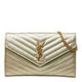 Saint Laurent Cassandra YSL Logo Crossbody Chain Wallet Shoulder Bag Gold