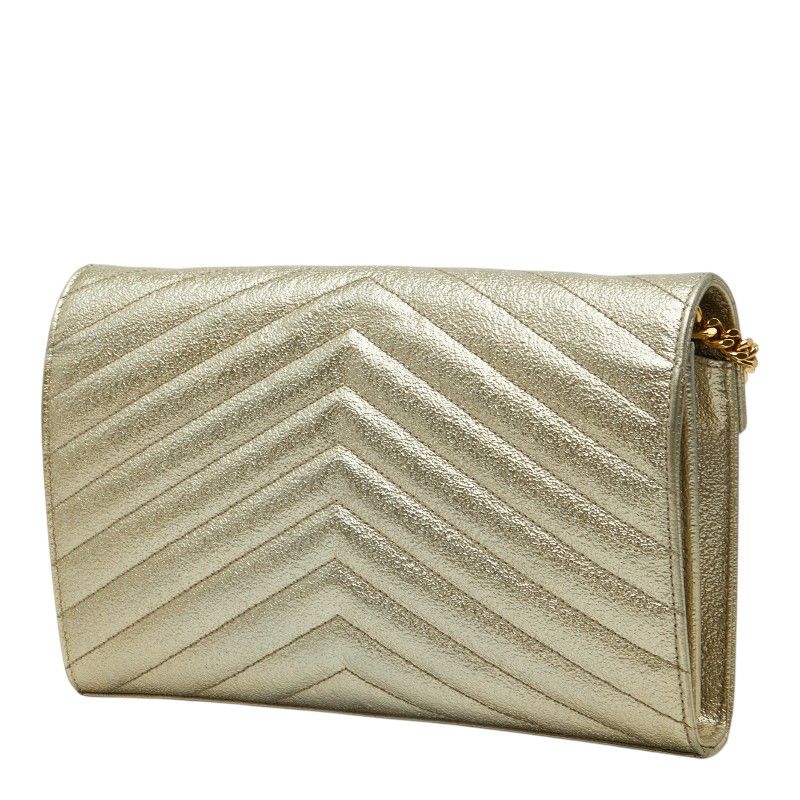Saint Laurent Cassandra YSL Logo Crossbody Chain Wallet Shoulder Bag Gold — view 2