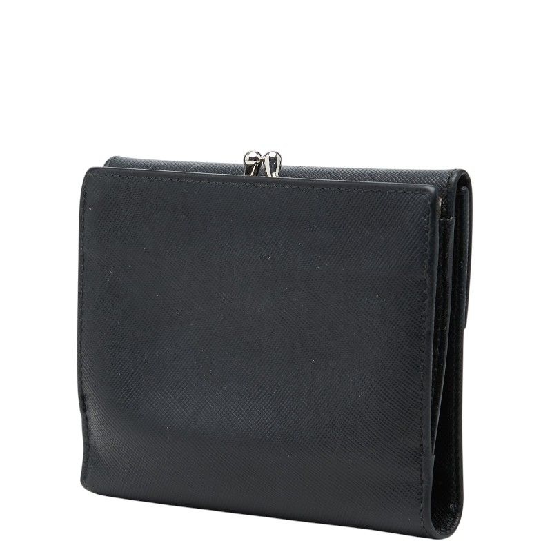 Prada Saffiano Kiss Lock Bifold Wallet Black Leather — view 2