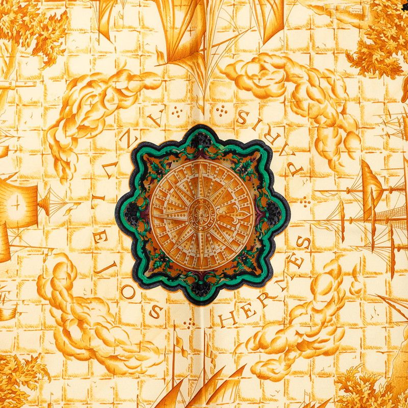 Hermes Carre 90 Azvlejos Scarf Black Brown Silk — view 2