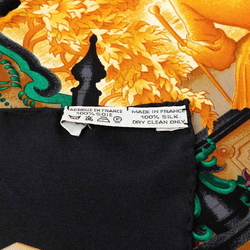 Hermes Carre 90 Azvlejos Scarf Black Brown Silk — view 5