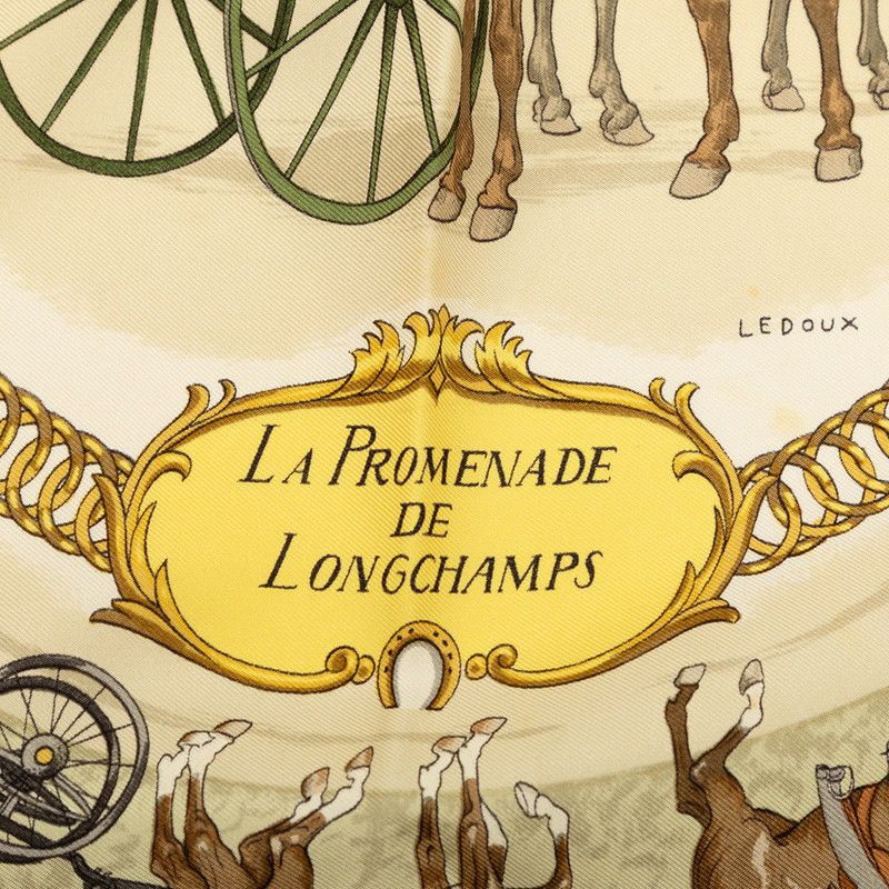 Hermes Carre 90 la Promenade de Longchamps Walk to Long Chien Scarf Pink Ivory — view 3