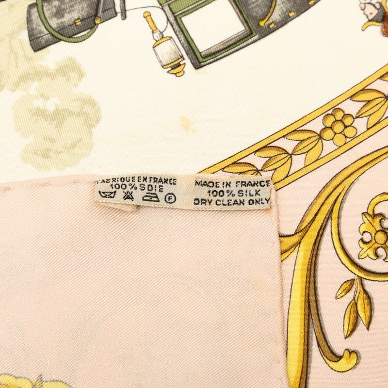 Hermes Carre 90 la Promenade de Longchamps Walk to Long Chien Scarf Pink Ivory — view 8