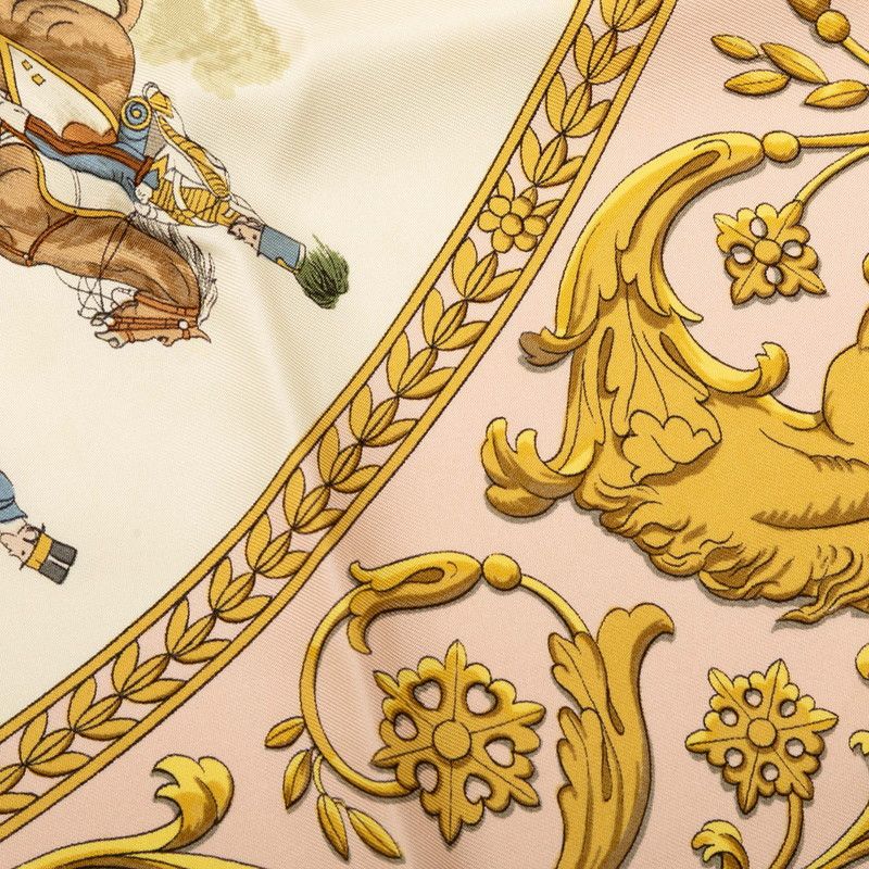 Hermes Carre 90 la Promenade de Longchamps Walk to Long Chien Scarf Pink Ivory — view 6